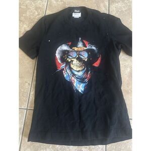 Dolce & Gabbana XS S Skull Graphic Embellished Tee Tshirt Black Cotton